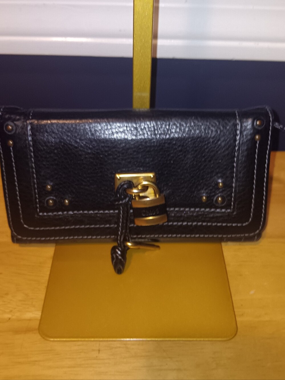 Chloe Black Leather Paddington Zip Lock Wallet